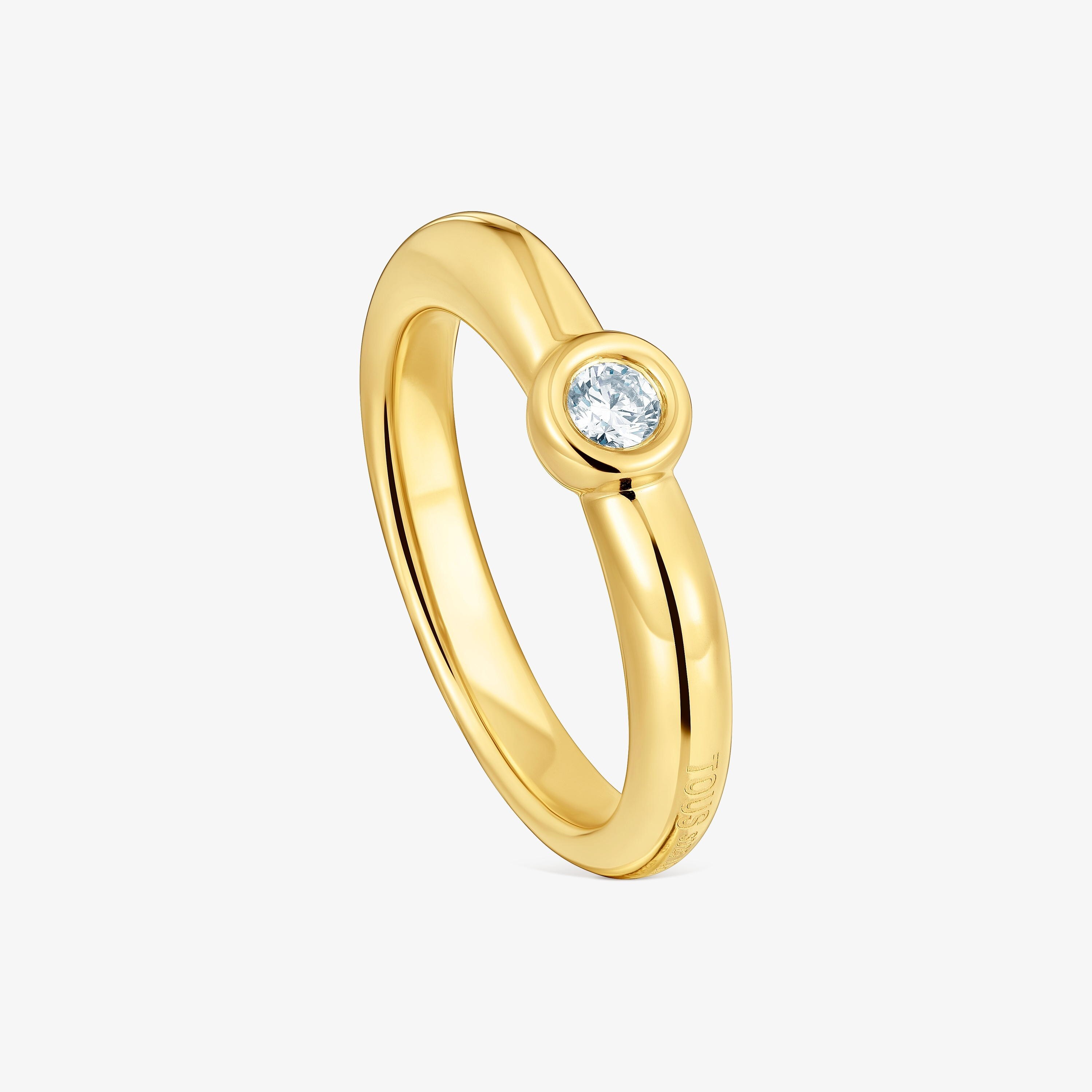 18K gold vermeil Wide ring with laboratory-grown diamond Line LGD