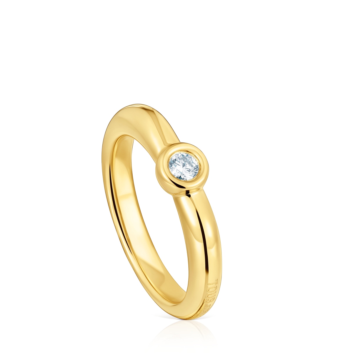 18kt gold plating over silver Wide ring with laboratory-grown diamond Line LGD