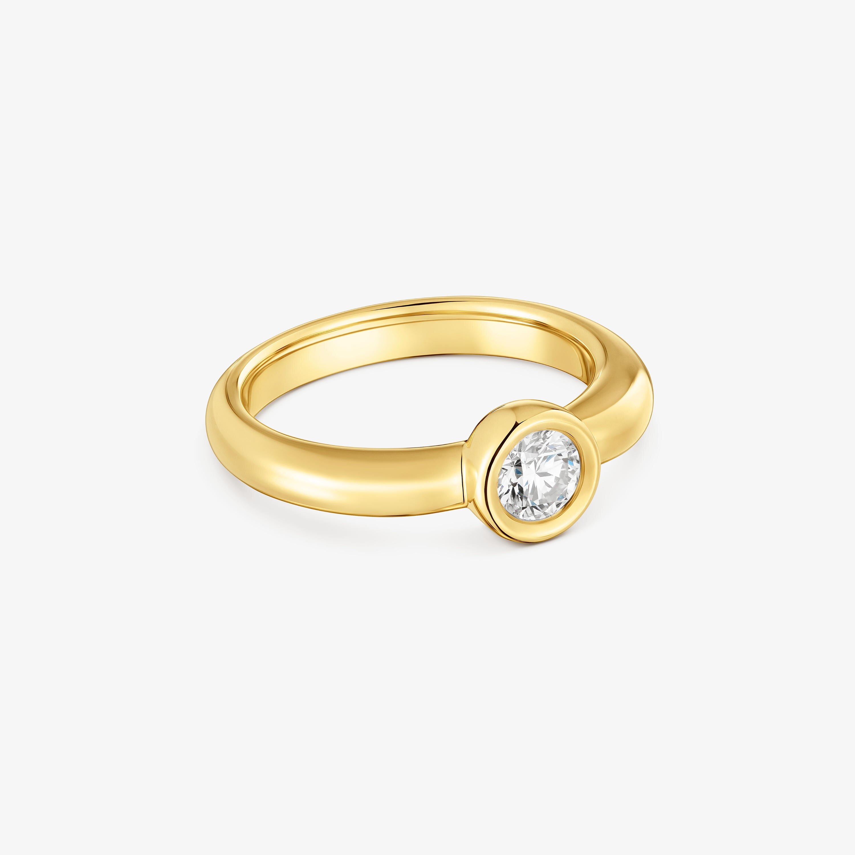 18K gold vermeil Wide ring with laboratory-grown diamond Line LGD