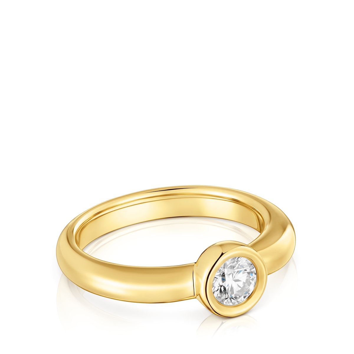 18kt gold plating over silver Wide ring with laboratory-grown diamond Line LGD