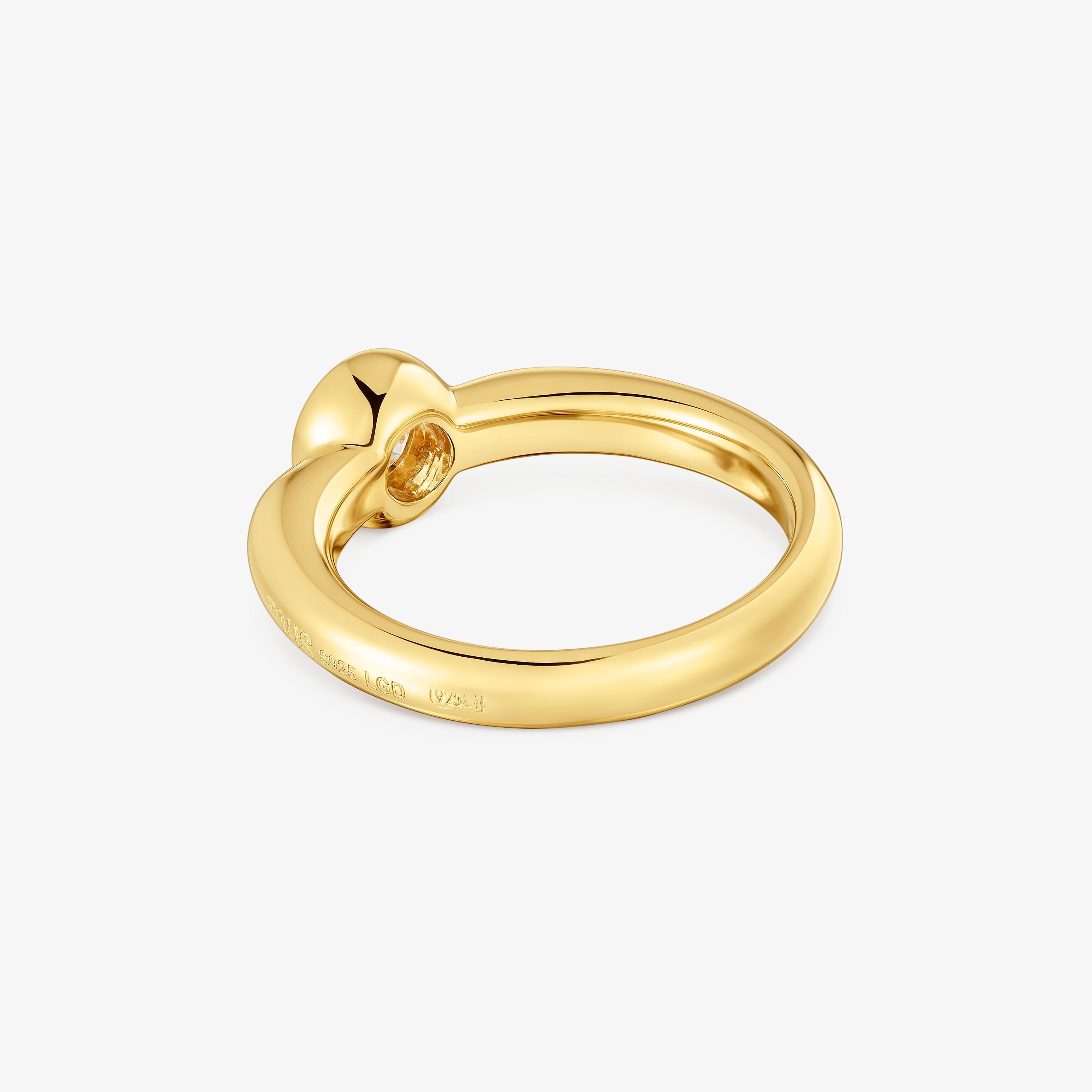 18K gold vermeil Wide ring with laboratory-grown diamond Line LGD