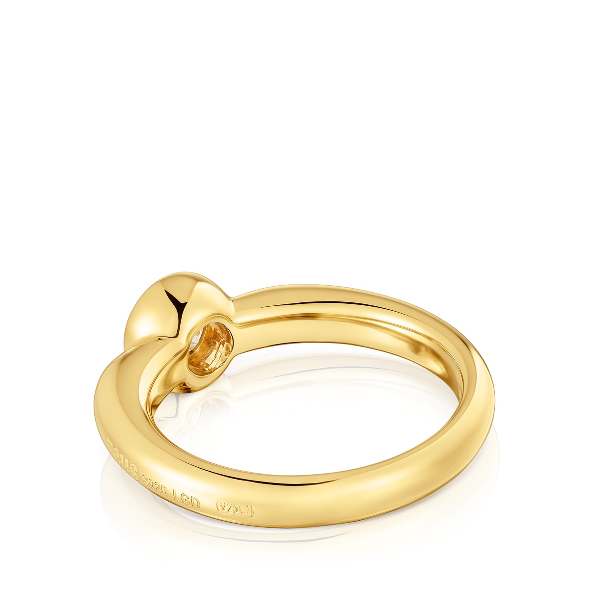 18kt gold plating over silver Wide ring with laboratory-grown diamond Line LGD