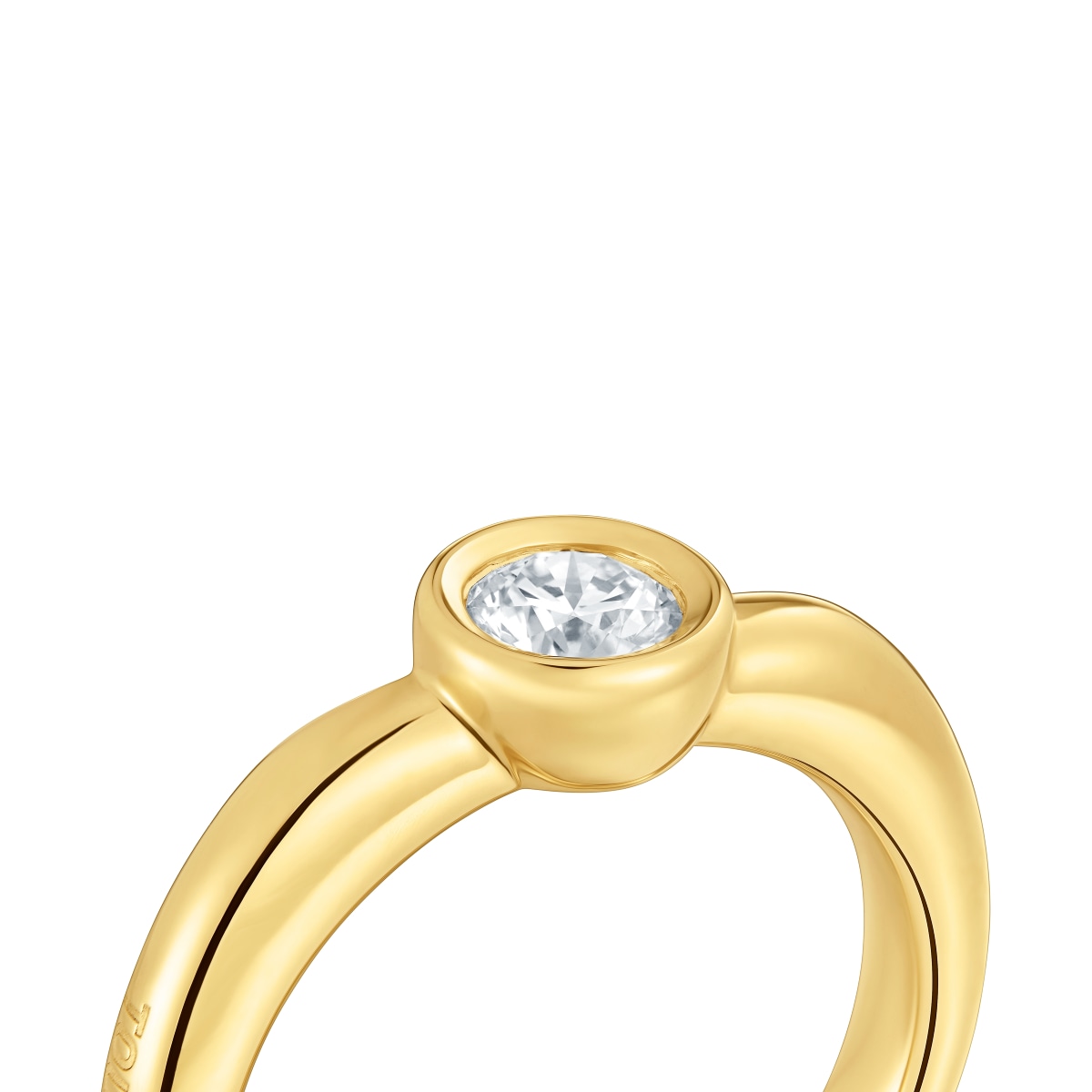 18kt gold plating over silver Wide ring with laboratory-grown diamond Line LGD