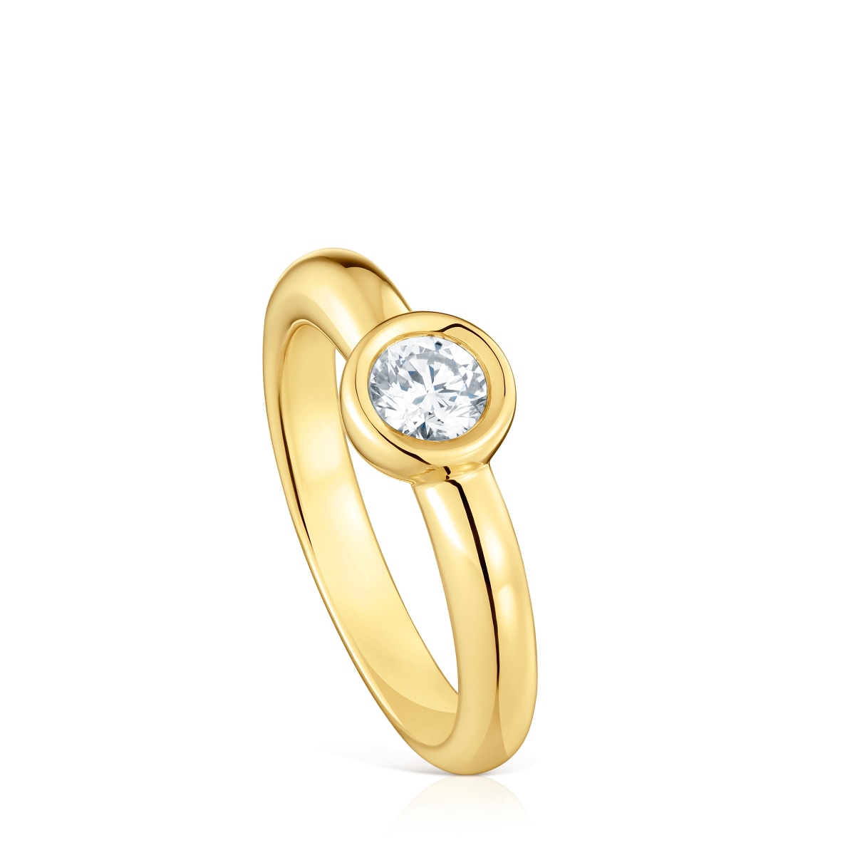 18kt gold plating over silver Wide ring with laboratory-grown diamond Line LGD
