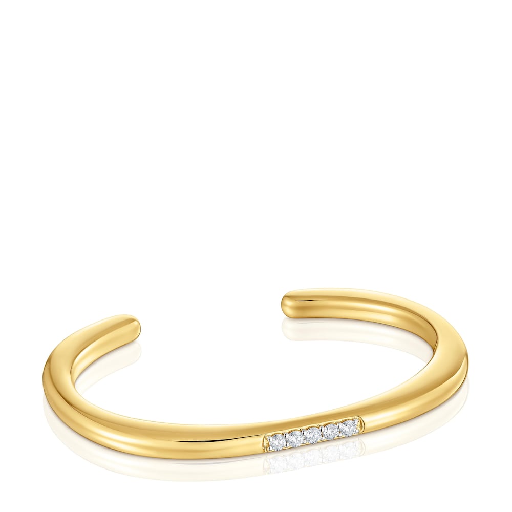 Pulsera esclava con baño de oro 18 kt sobre plata y diamantes creados en laboratorio Line LGD image number 0