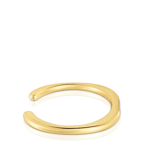Bangle with 18kt gold plating over silver and laboratory-grown diamonds Line LGD