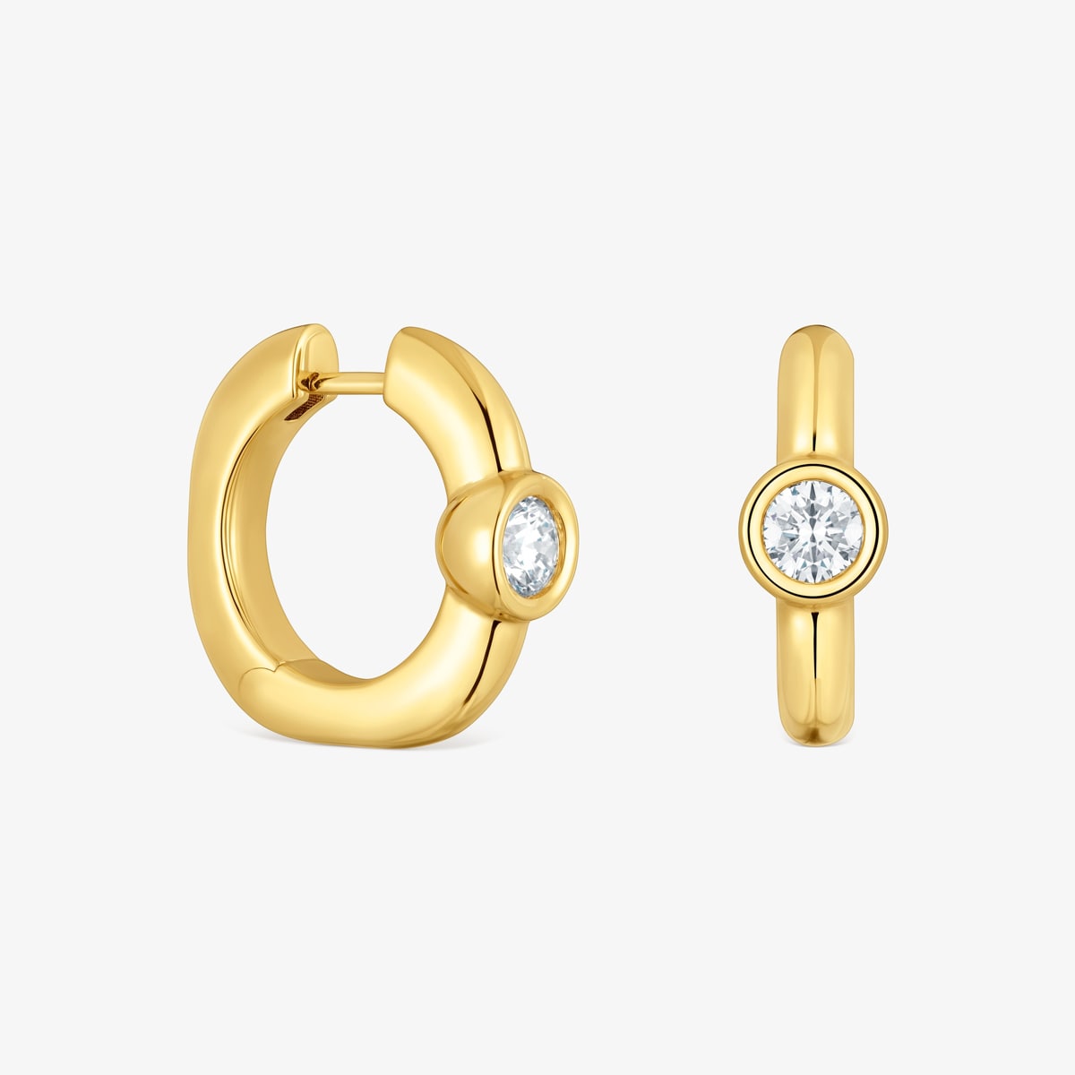 Tous - Pendientes De Aro Con Baño De Oro 18 Kt Sobre Plata Y Diamantes Creados En Laboratorio 18 Mm Line Lgd - Transparente