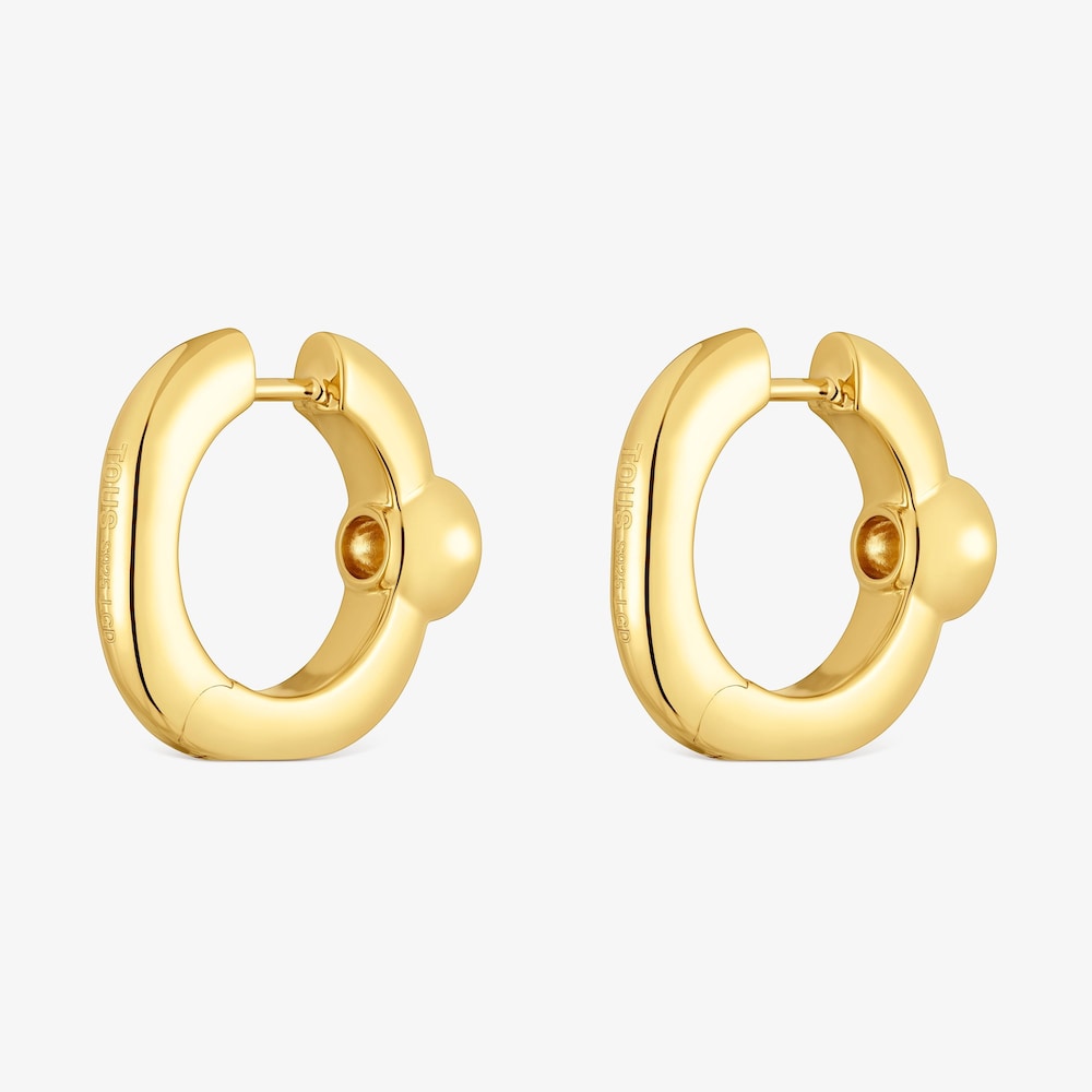 Boucles d&rsquo;oreilles anneaux de 18&nbsp;mm en argent plaqu&eacute; or 18&nbsp;ct et diamants cr&eacute;&eacute;s en laboratoire Line LGD