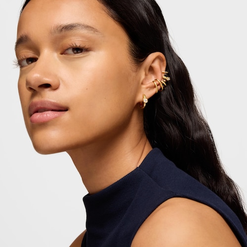 18 mm Hoop earrings with 18kt gold plating over silver and laboratory-grown diamonds Line LGD