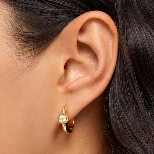 18 mm Hoop earrings with 18kt gold plating over silver and laboratory-grown diamonds Line LGD