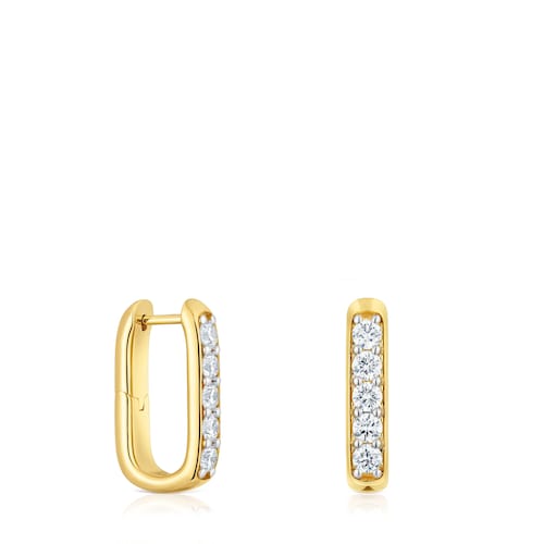 18,5 mm Hoop earrings with 18kt gold plating over silver and laboratory-grown diamonds Line LGD