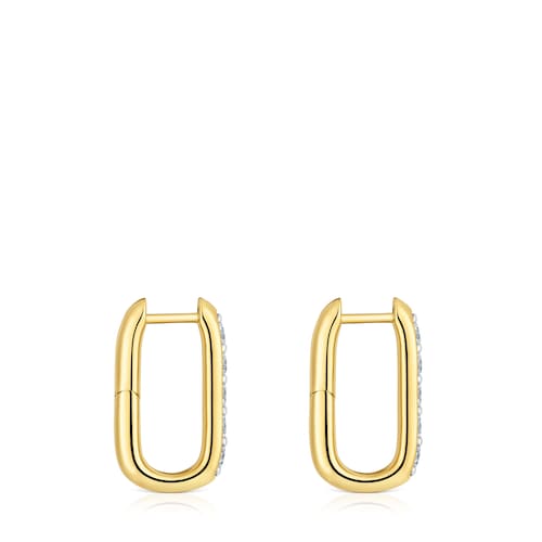 18,5 mm Hoop earrings with 18kt gold plating over silver and laboratory-grown diamonds Line LGD