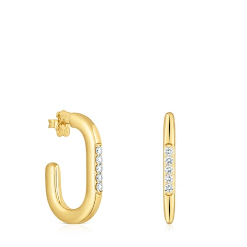 35 mm Hoop earrings with 18kt gold plating over silver and laboratory-grown diamonds Line LGD