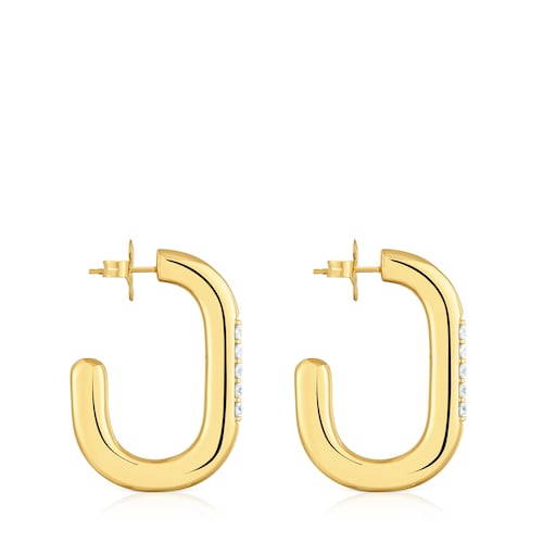 35 mm Hoop earrings with 18kt gold plating over silver and laboratory-grown diamonds Line LGD