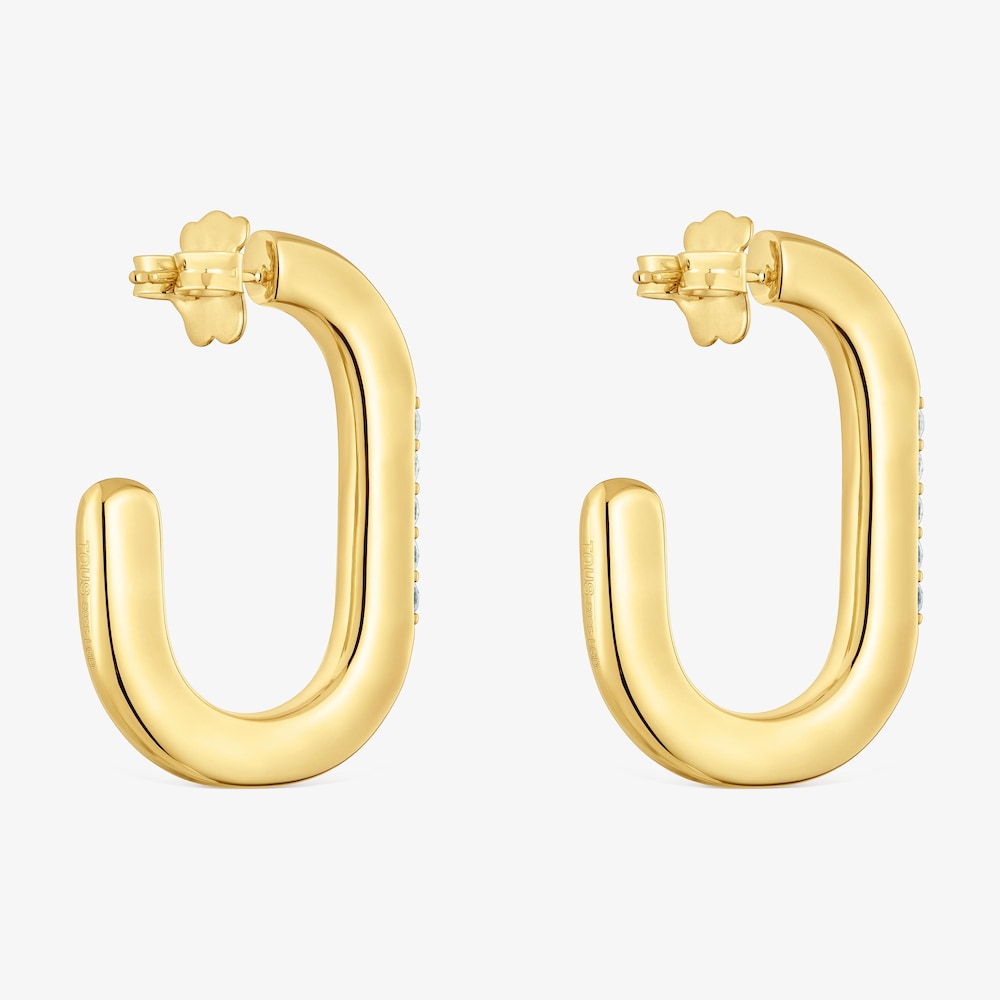 Kolczyki-koła Line LGD 35&nbsp;mm ze srebra powlekanego 18-karatowym złotem z diamentami hodowanymi laboratoryjnie