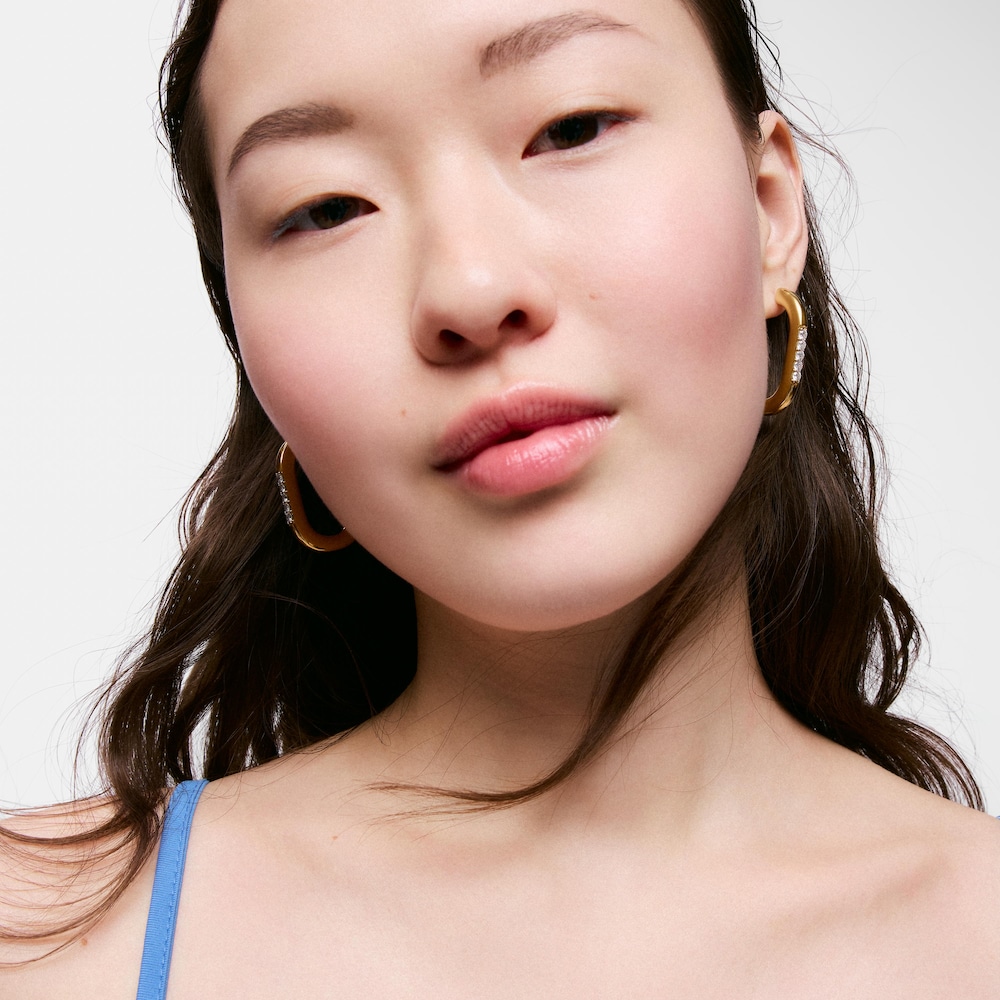 Kolczyki-koła Line LGD 35&nbsp;mm ze srebra powlekanego 18-karatowym złotem z diamentami hodowanymi laboratoryjnie