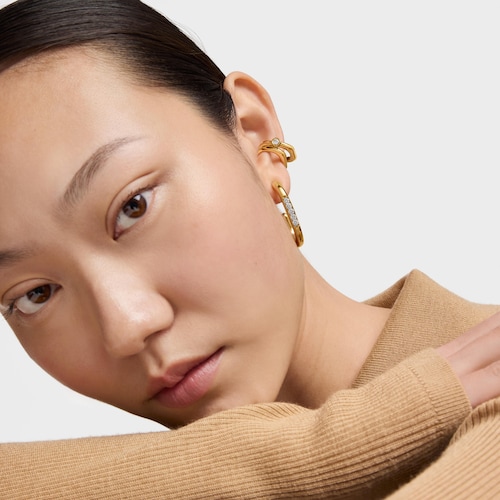 35 mm Hoop earrings with 18kt gold plating over silver and laboratory-grown diamonds Line LGD