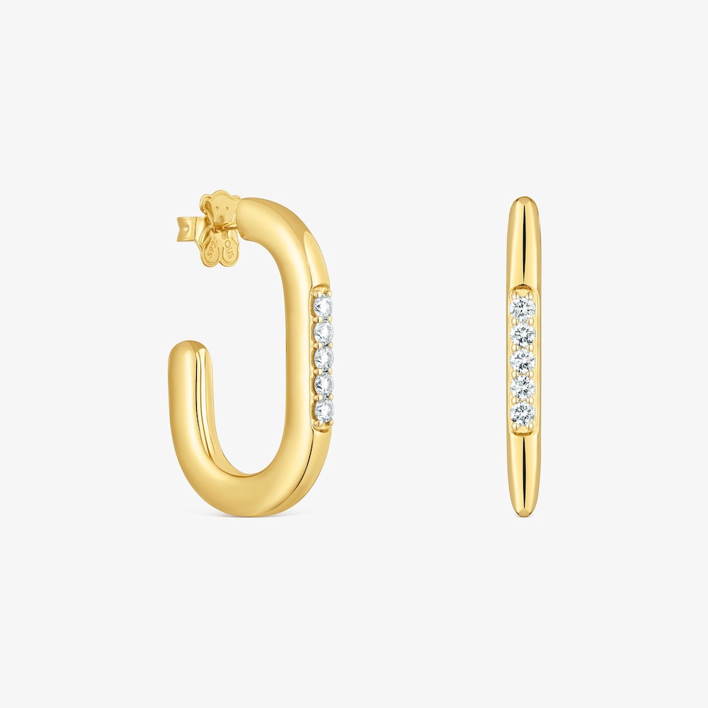 Kolczyki-koła Line LGD 35&nbsp;mm ze srebra powlekanego 18-karatowym złotem z diamentami hodowanymi laboratoryjnie