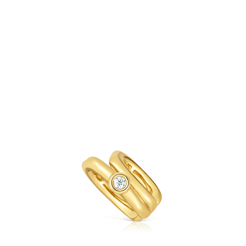 18kt gold plating over silver -hoop Earcuff with laboratory-grown diamond Line LGD