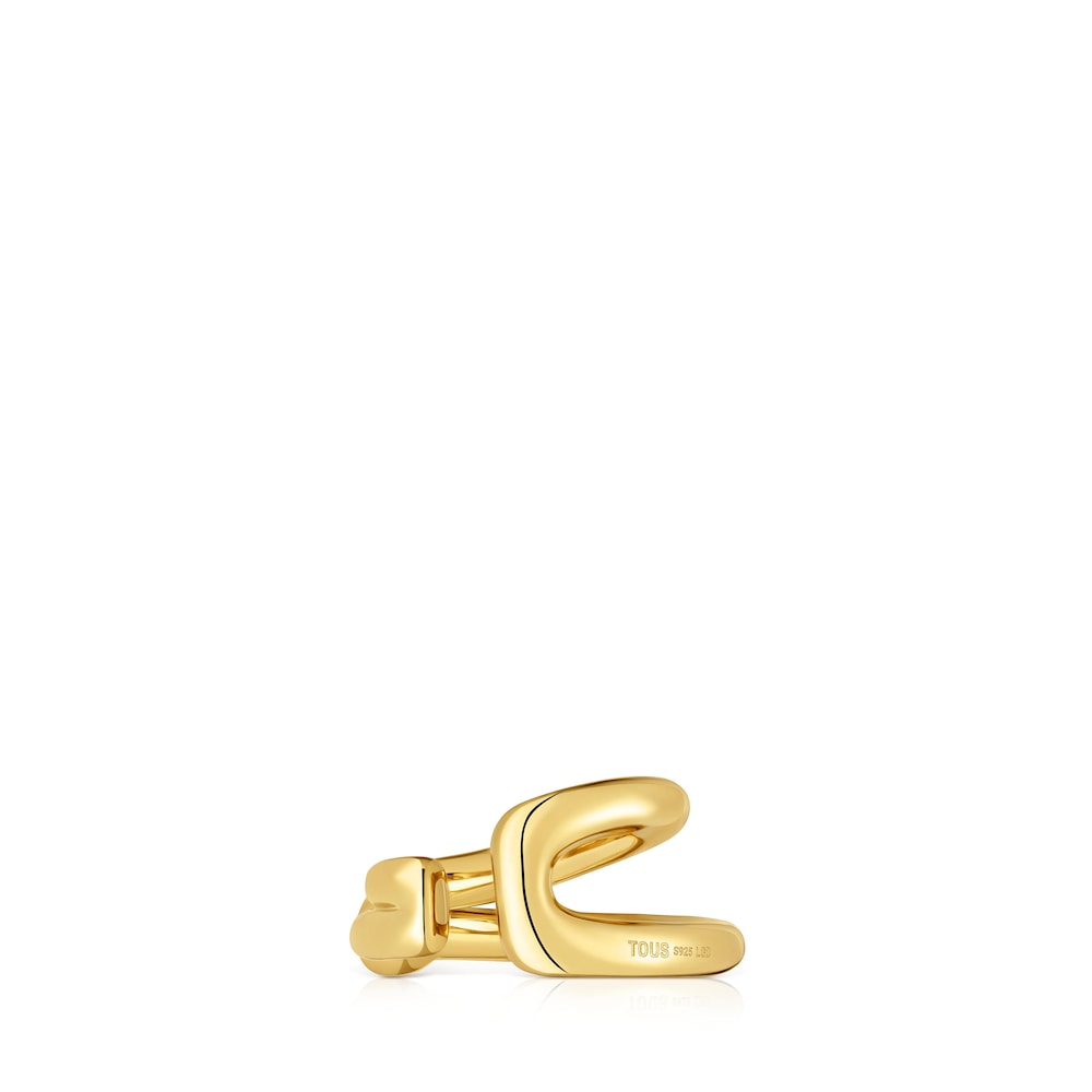 18kt gold plating over silver -hoop Earcuff with laboratory-grown diamond Line LGD