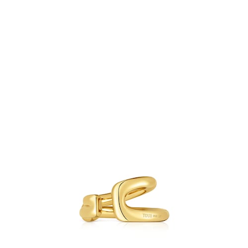 18kt gold plating over silver 2-hoop Earcuff with laboratory-grown diamond Line LGD