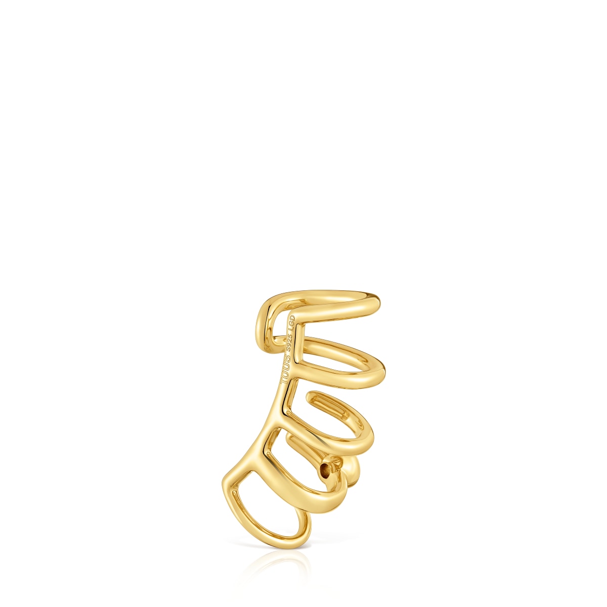 18kt gold plating over silver 5-hoop Earcuff with laboratory-grown diamond Line LGD