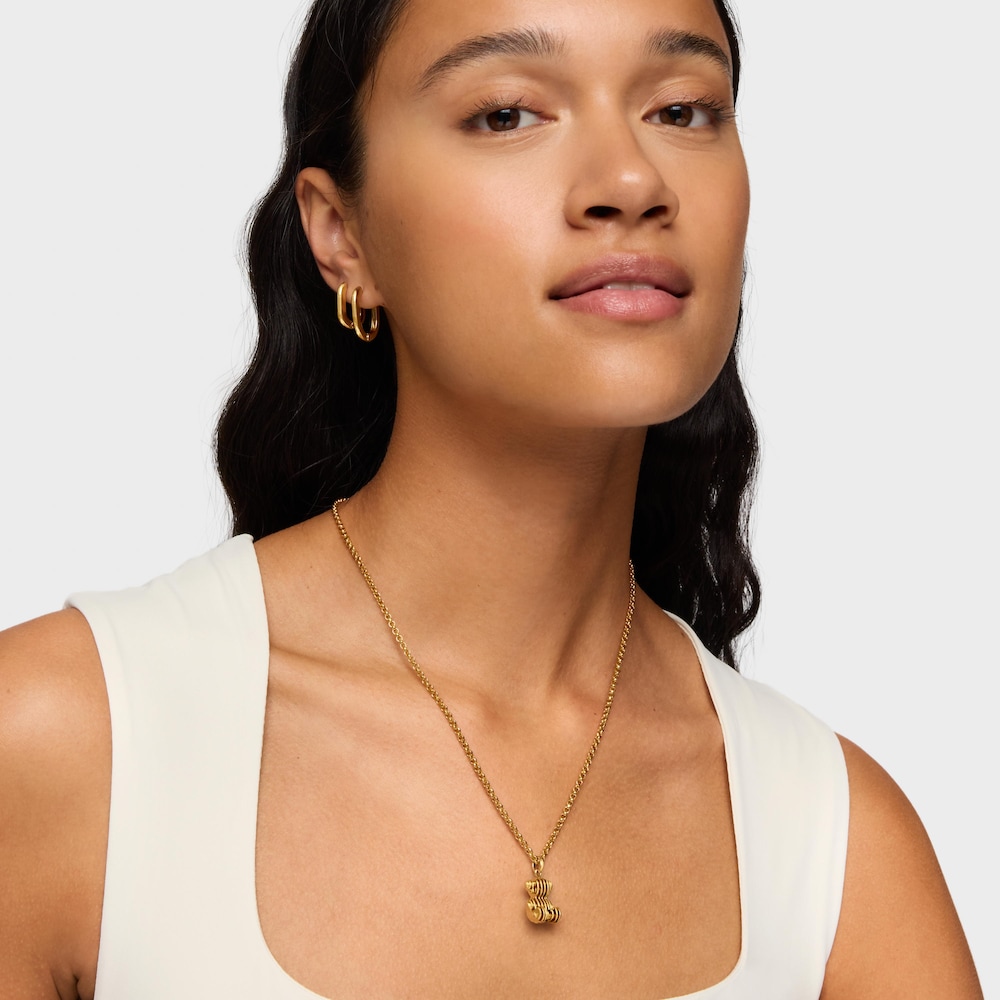 Wisiorek z misiem z walcowanego srebra powlekanego złotem 18-karatowym Bold Bear