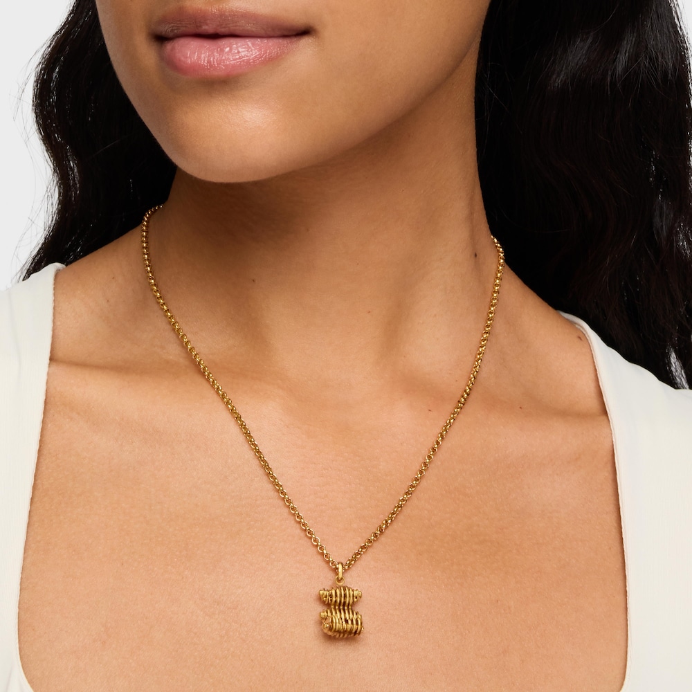 Wisiorek z misiem z walcowanego srebra powlekanego złotem 18-karatowym Bold Bear