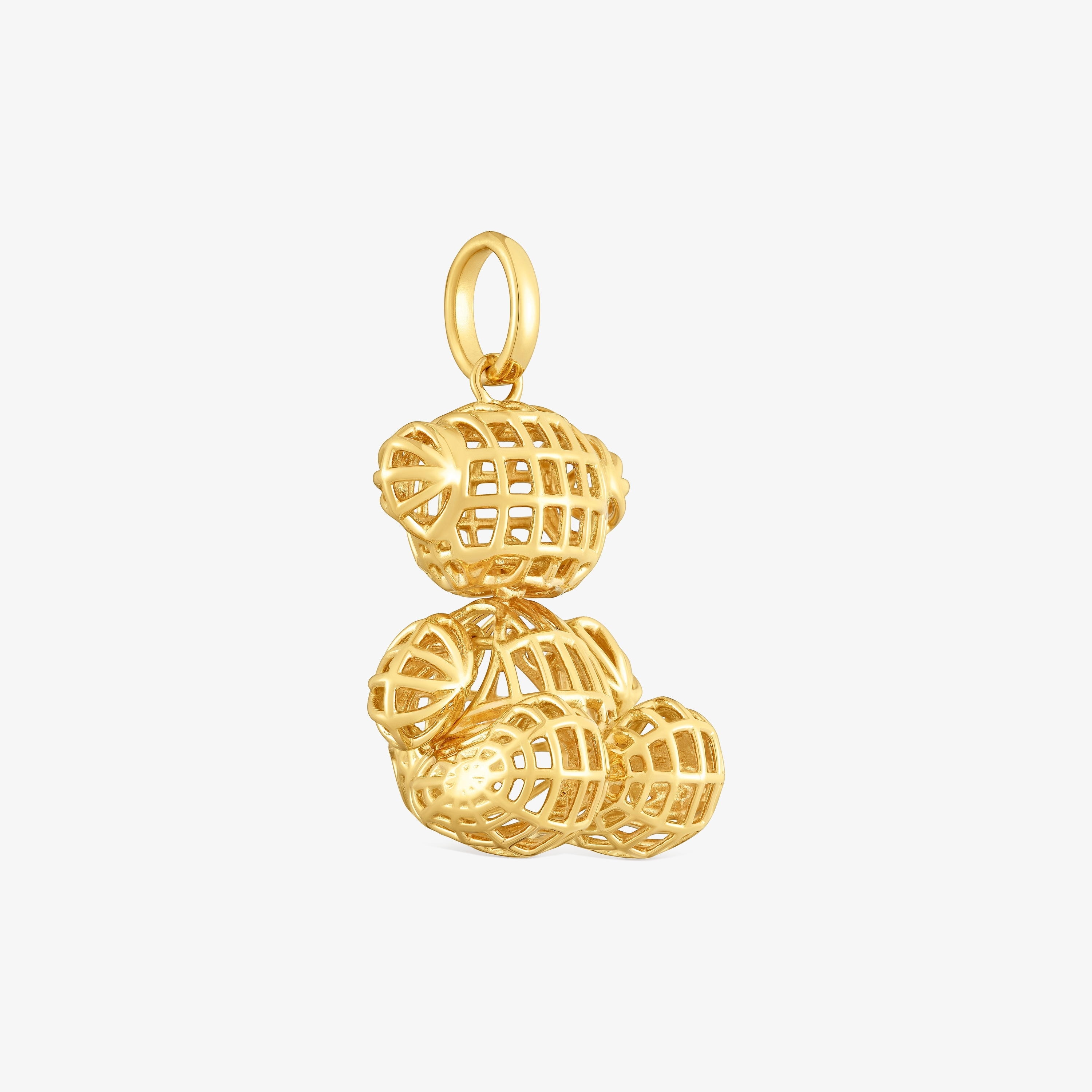 Die-cut-detail bear pendant with 18kt gold plating over silver Bold Bear