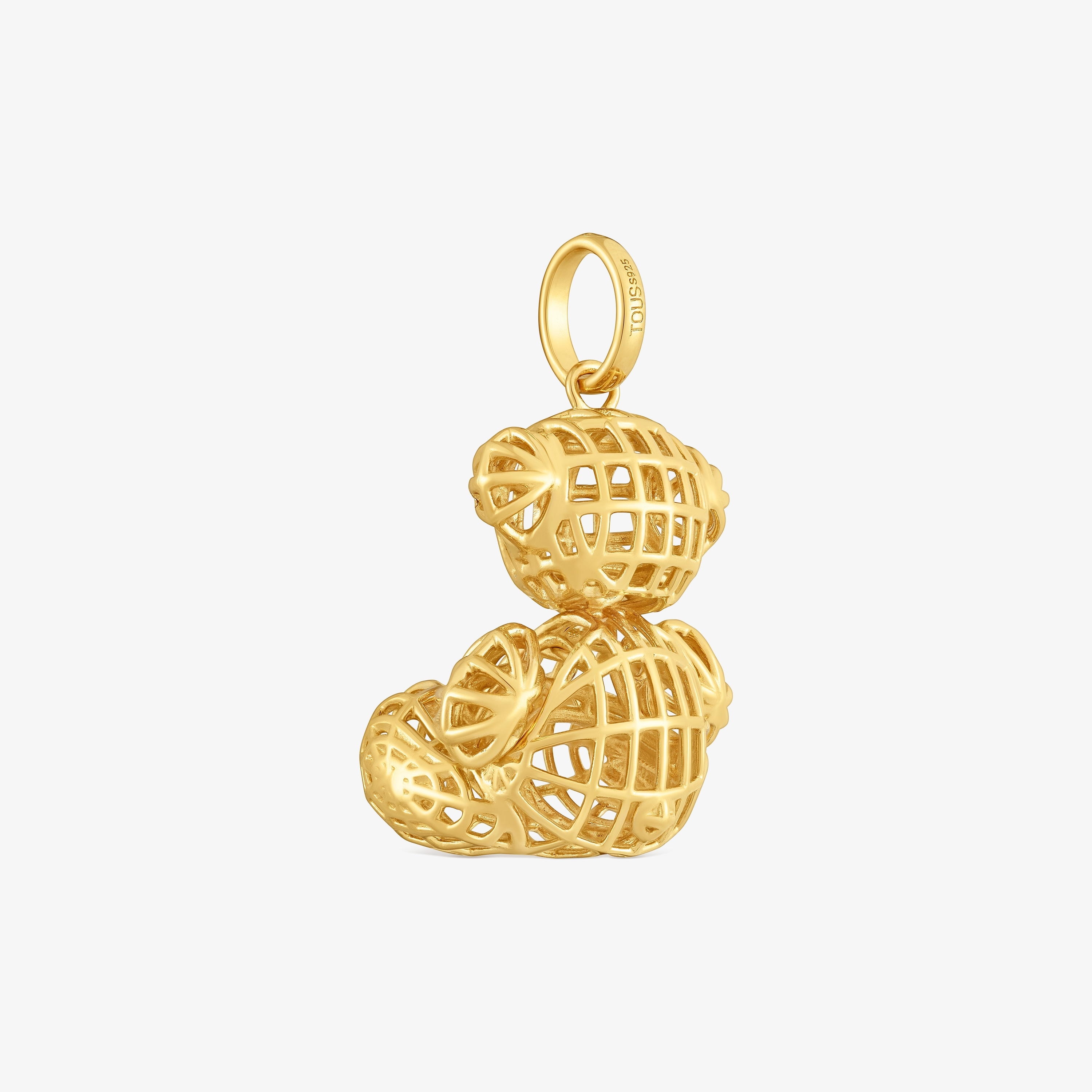 Die-cut-detail bear pendant with 18kt gold plating over silver Bold Bear