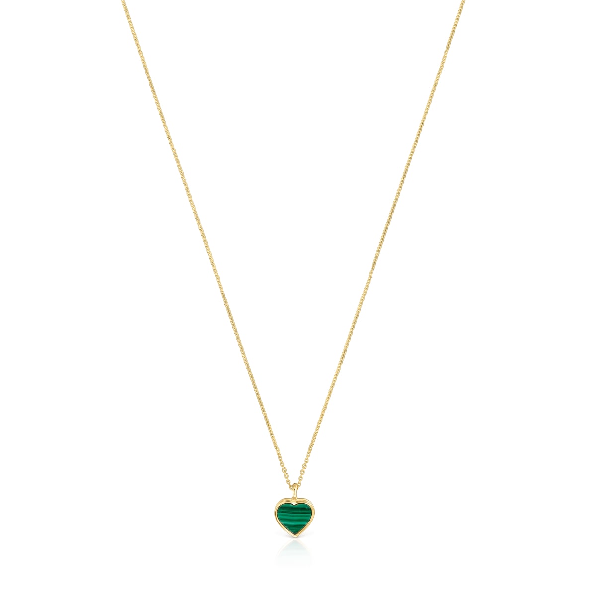 Short 14kt gold Necklace with malachite XXS
