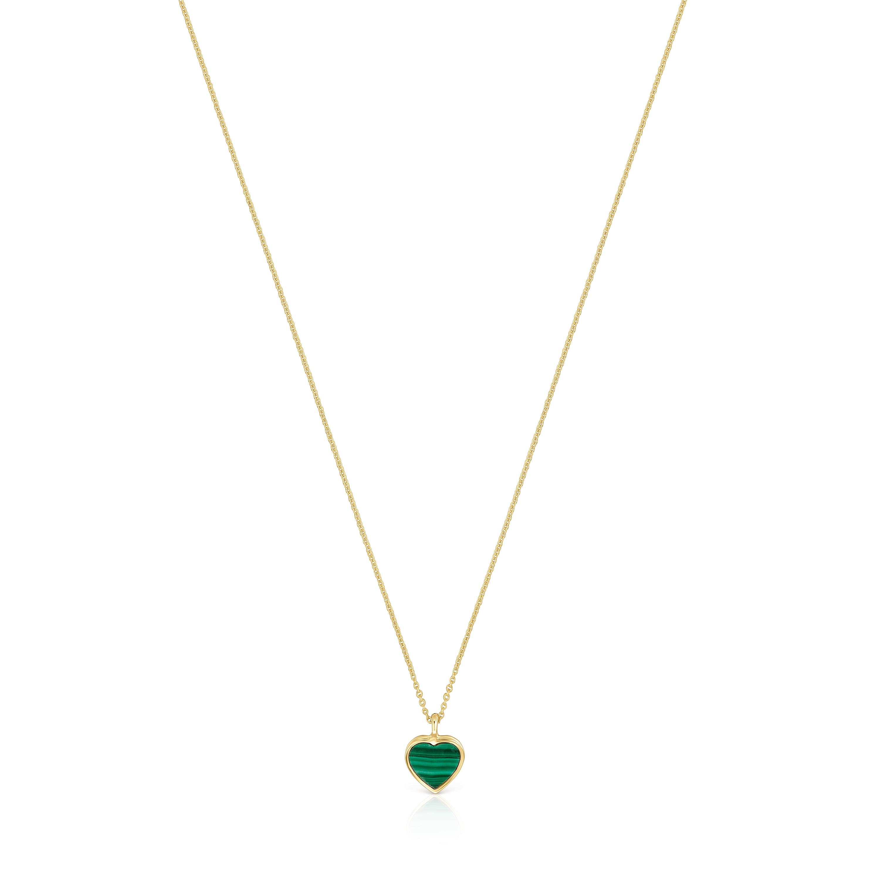 Collar corto de oro 14 kt y malaquita XXS