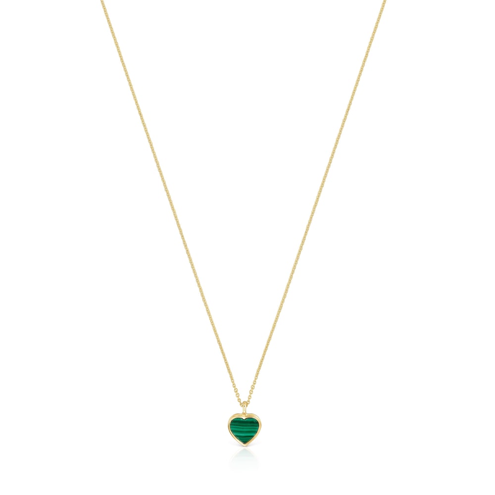 Short 14kt gold Necklace with malachite XXS