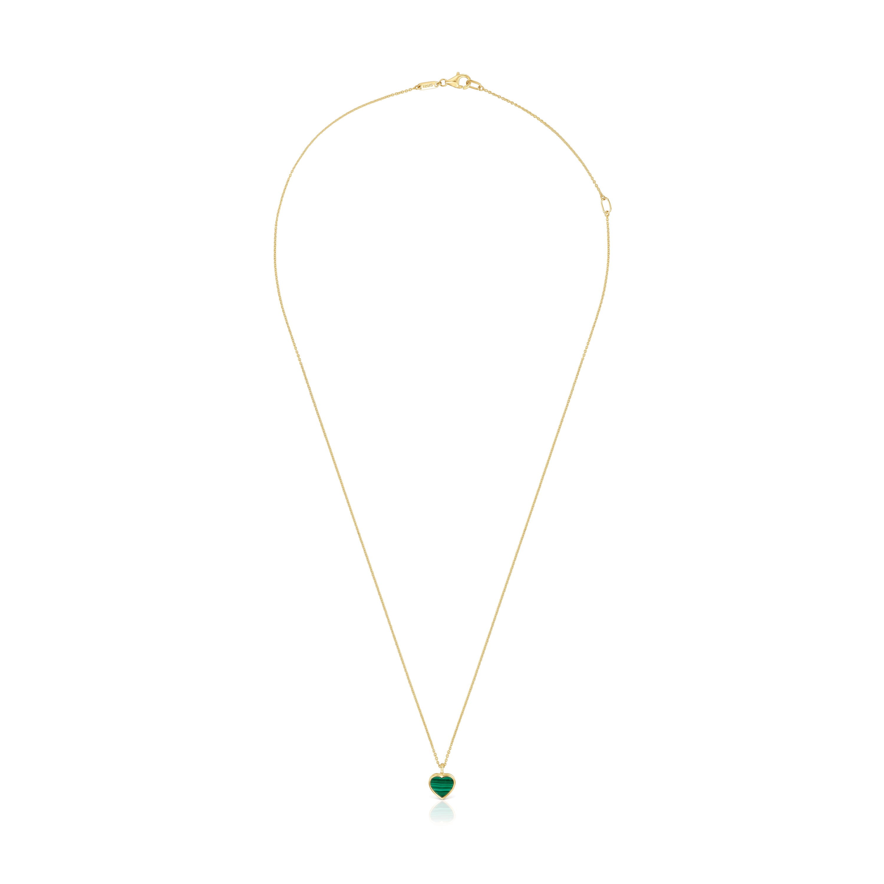 Collar corto de oro 14 kt y malaquita XXS