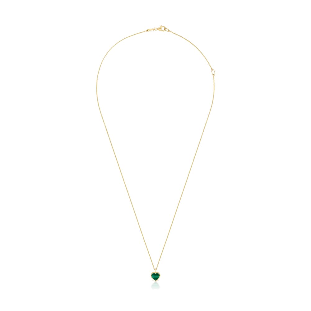 Short 14kt gold Necklace with malachite XXS