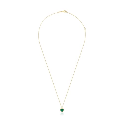 Short 14kt gold Necklace with malachite XXS
