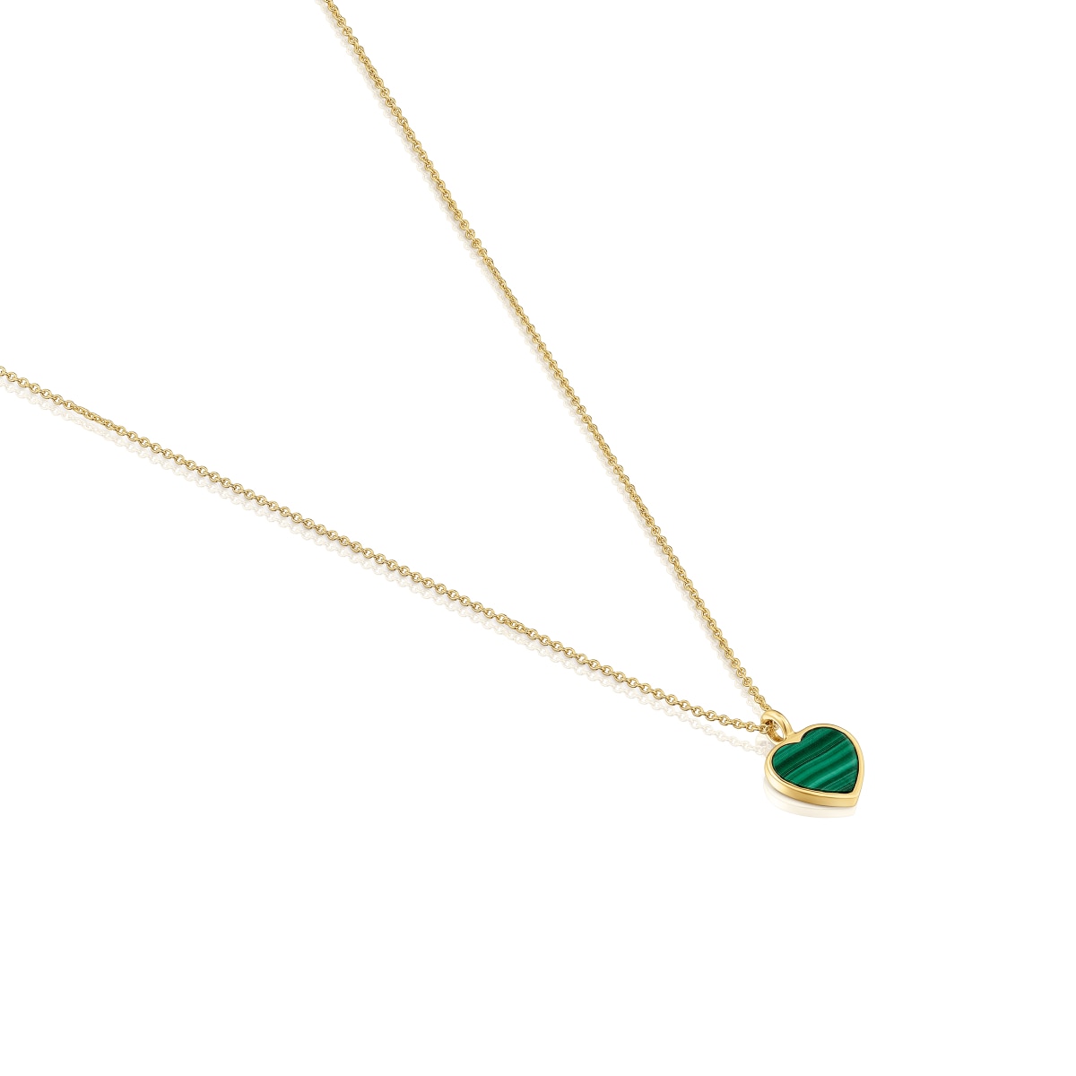 Short 14kt gold Necklace with malachite XXS