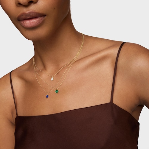 Short 14kt gold Necklace with malachite XXS