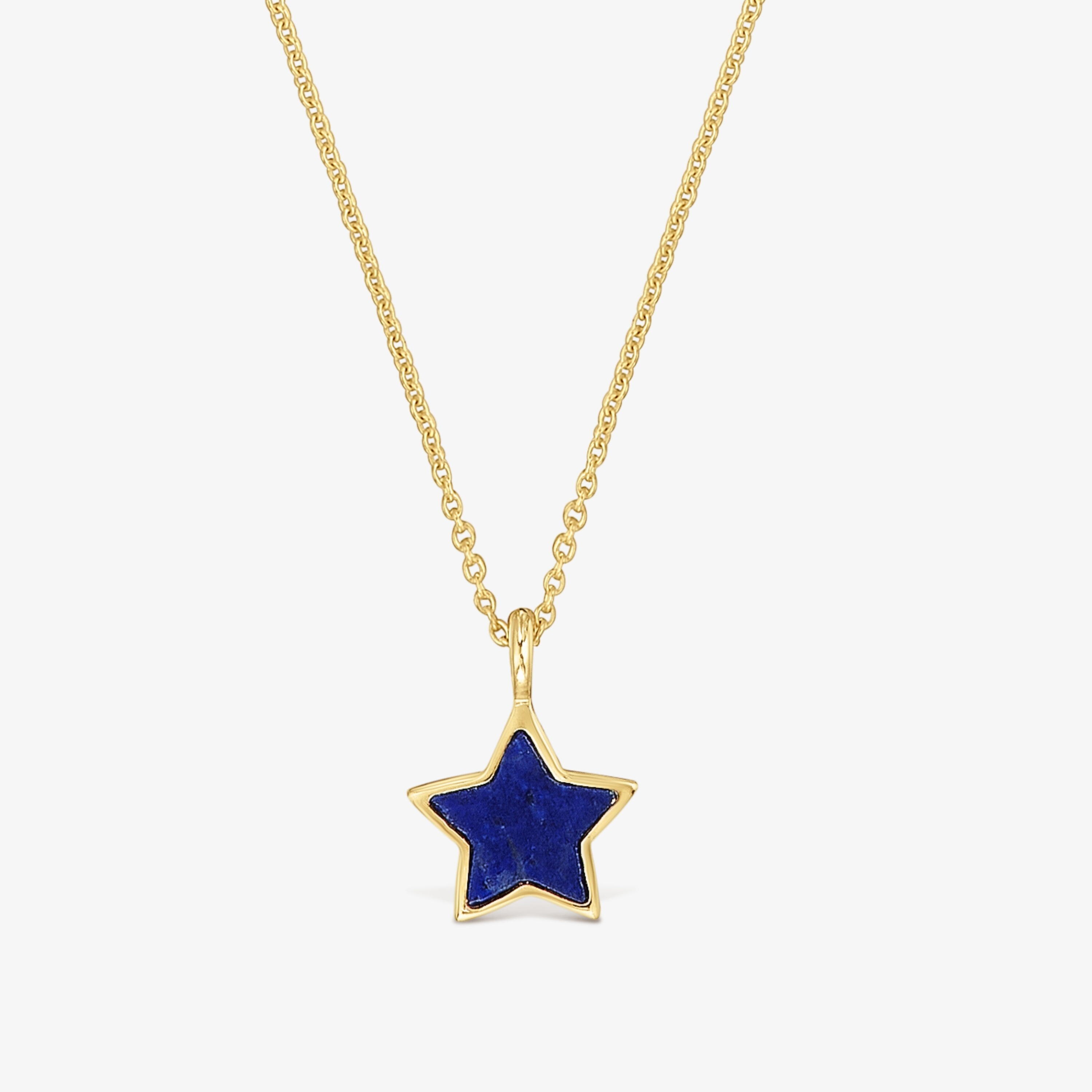 Short 14K solid gold Necklace with lapis lazuli XXS