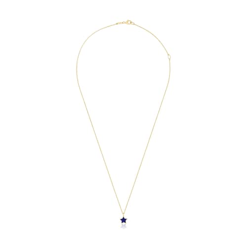 Short 14kt gold Necklace with lapis lazuli XXS