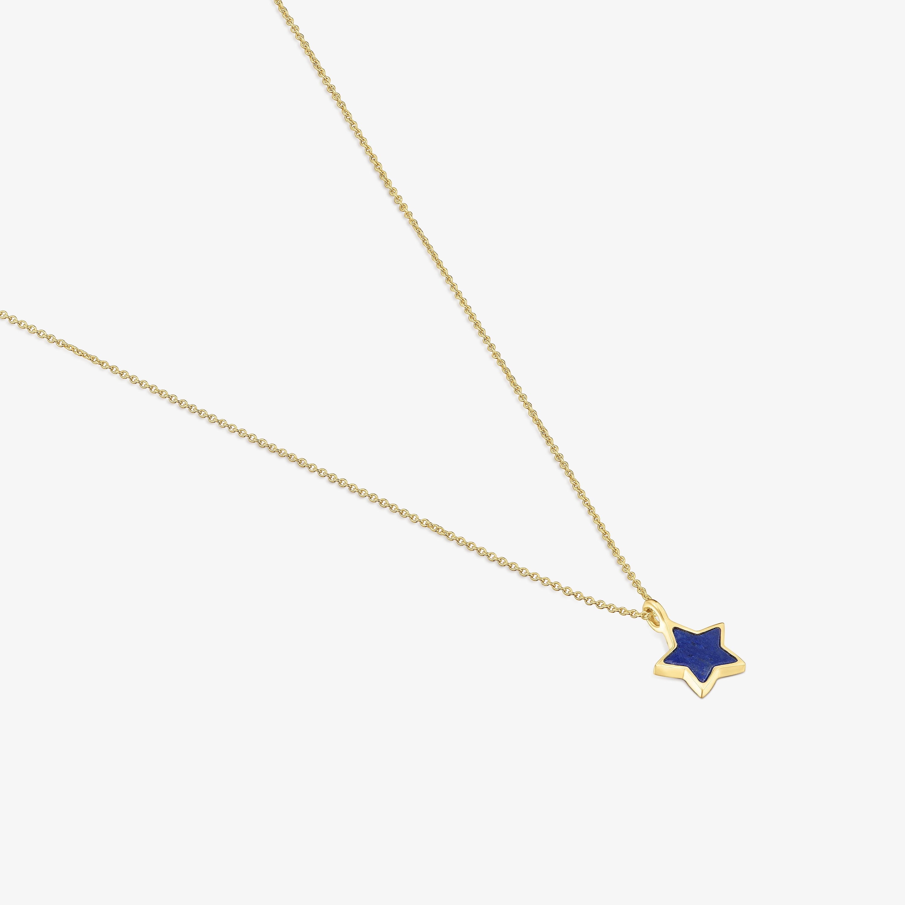 Short 14K solid gold Necklace with lapis lazuli XXS