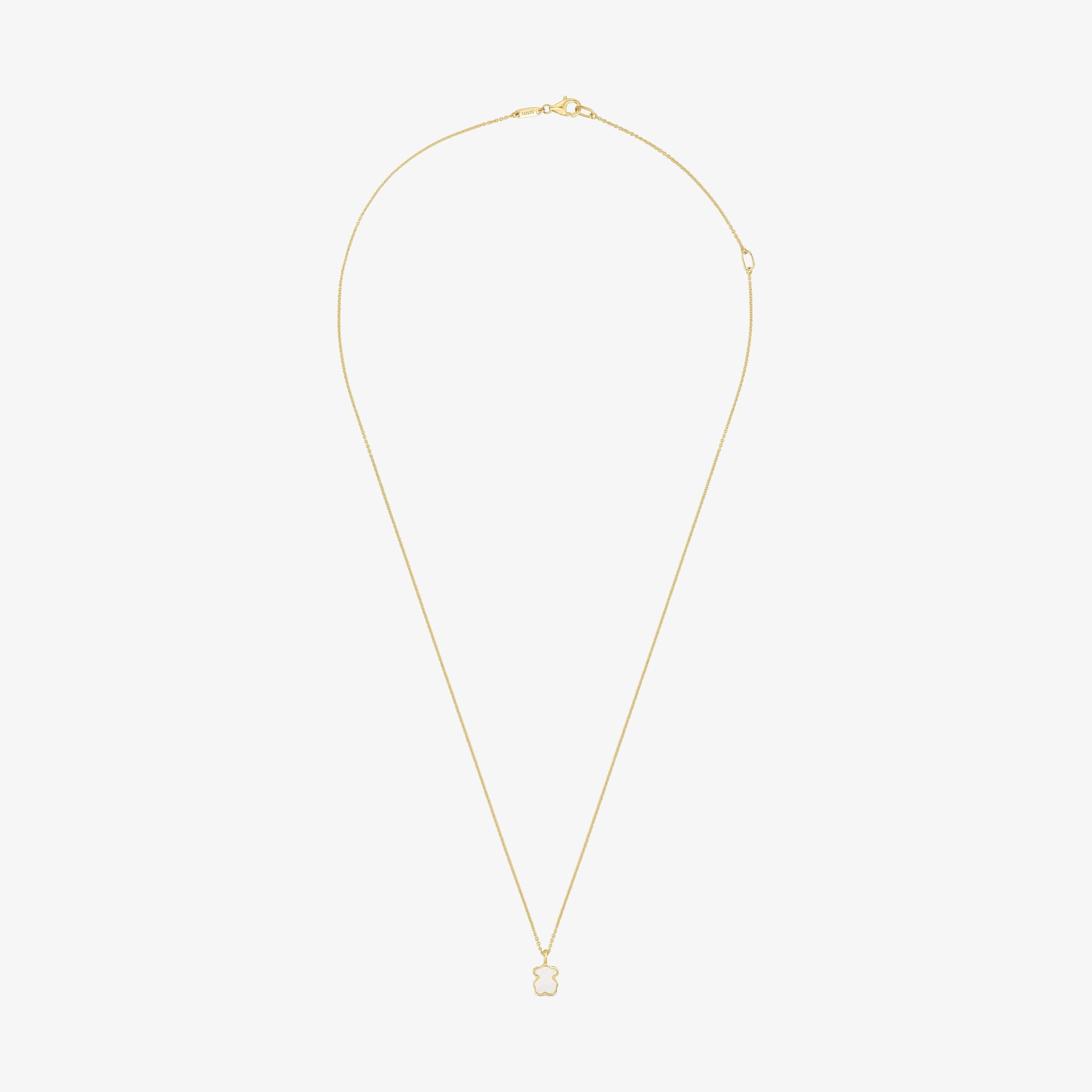 Short 14K solid gold Necklace with mother-of-pearl XXS