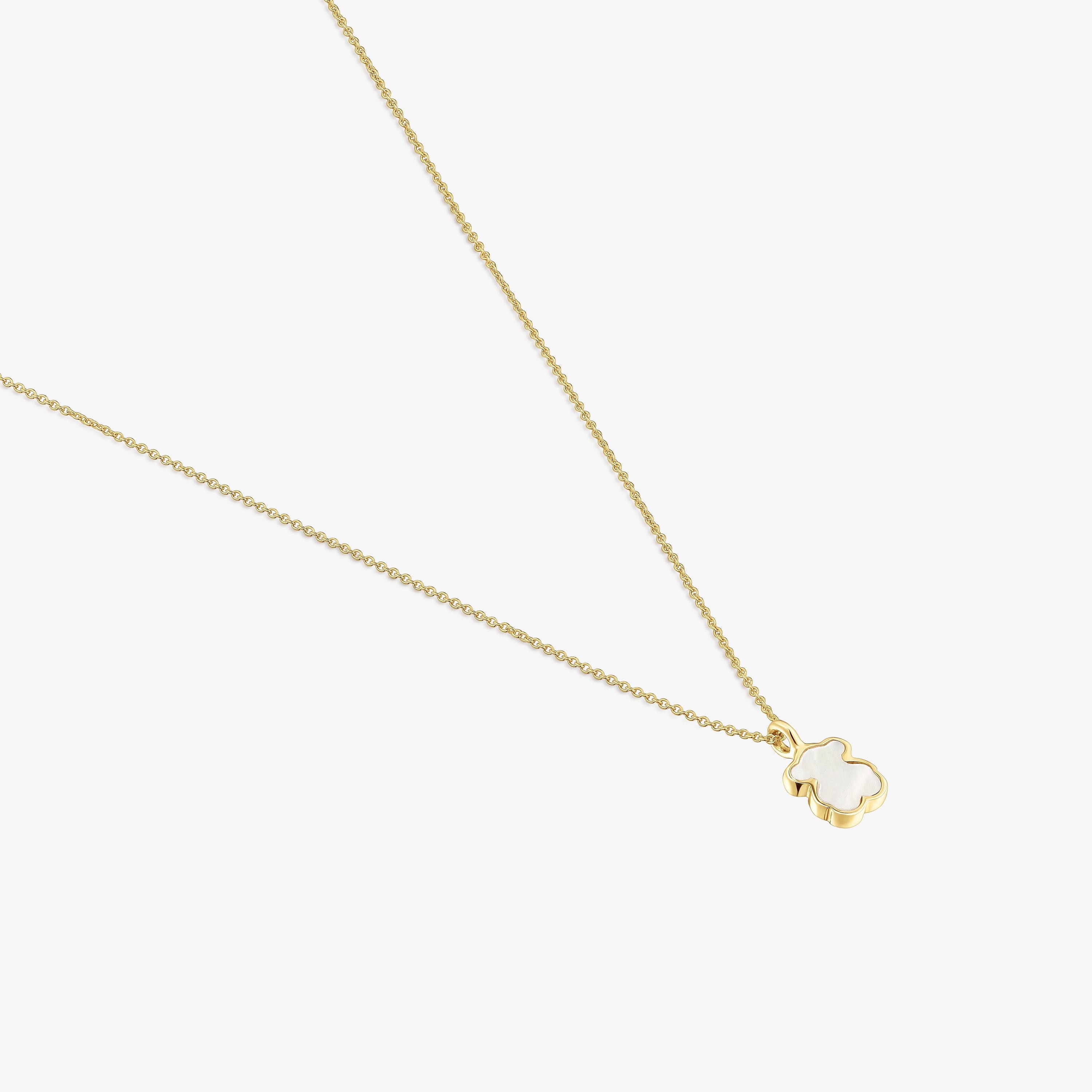 Short 14K solid gold Necklace with mother-of-pearl XXS