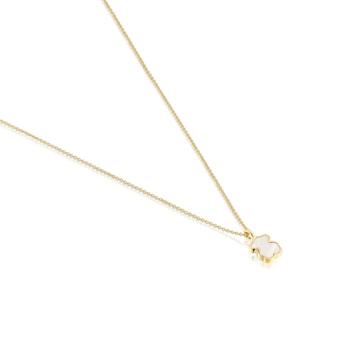 Short 14kt gold Necklace with mother-of-pearl XXS