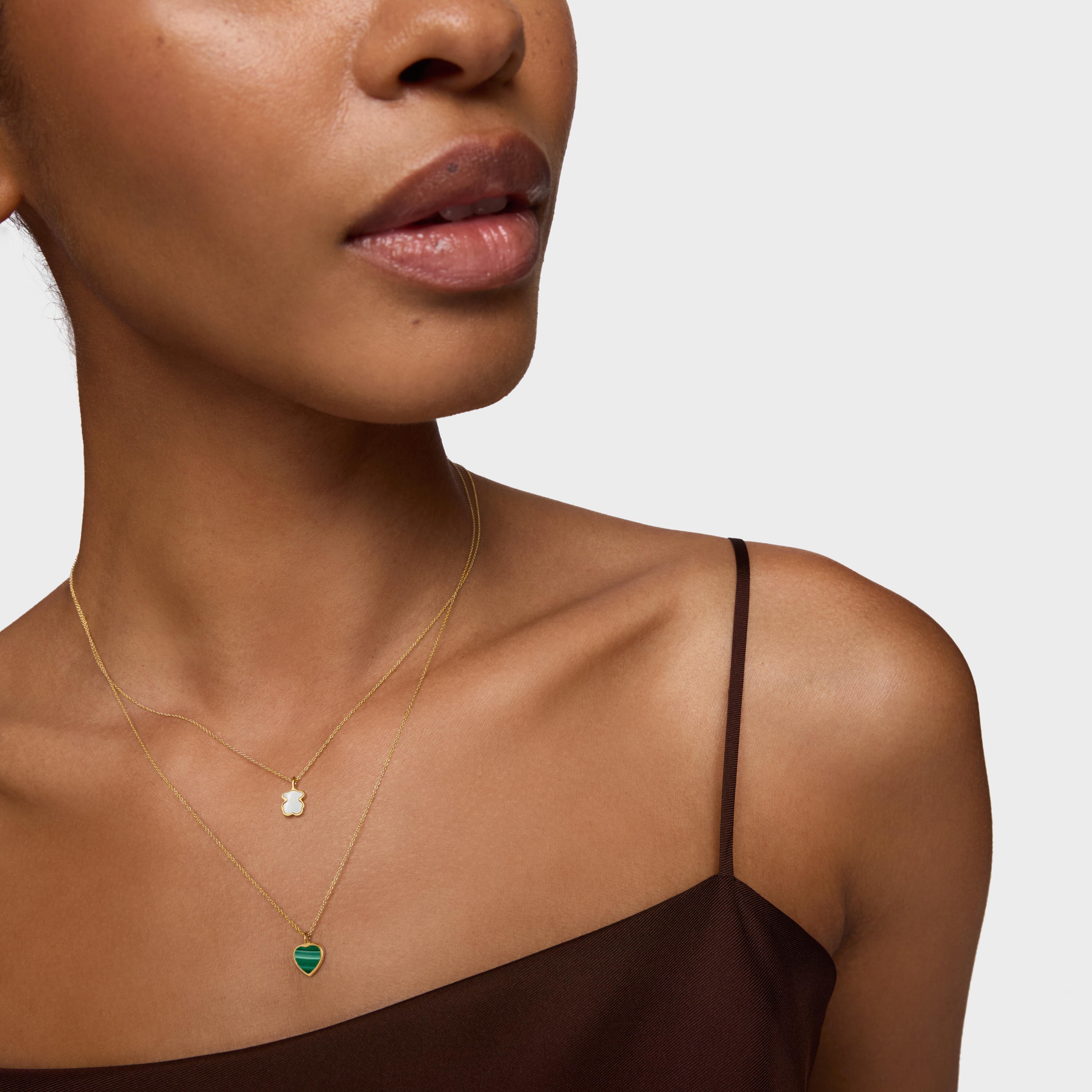 Short 14K solid gold Necklace with mother-of-pearl XXS