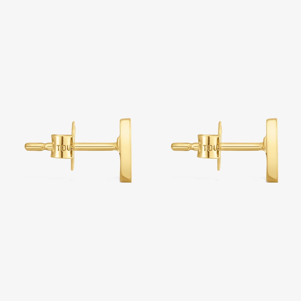 Aretes coraz&oacute;n de oro 14 kt y malaquita XXS