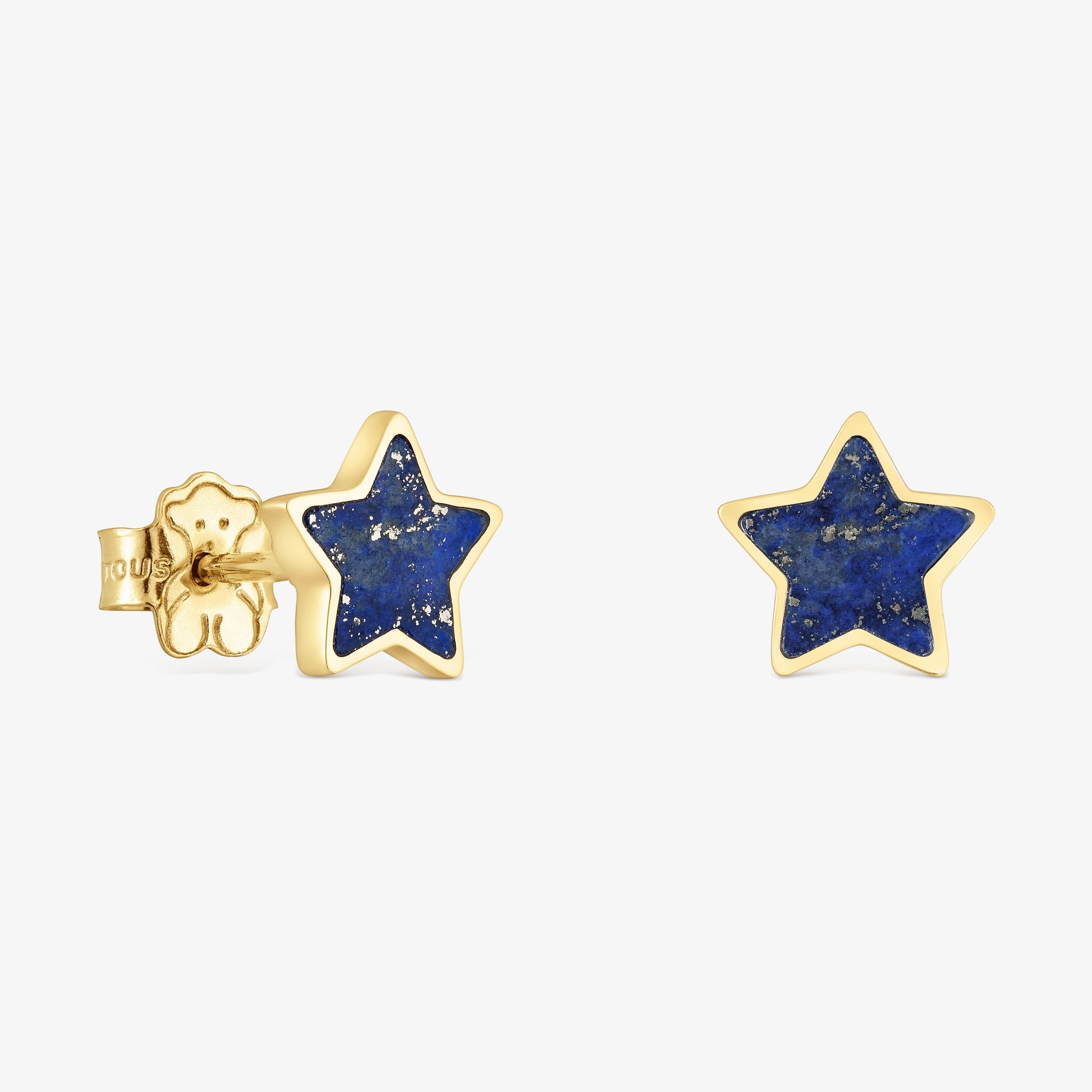 14K solid gold Star earrings with lapis lazuli XXS