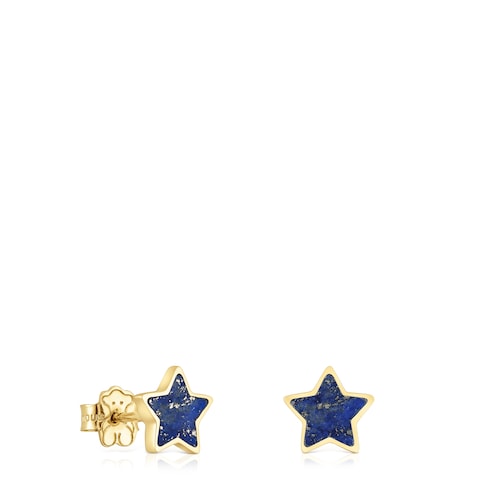 14kt gold Star earrings with lapis lazuli XXS