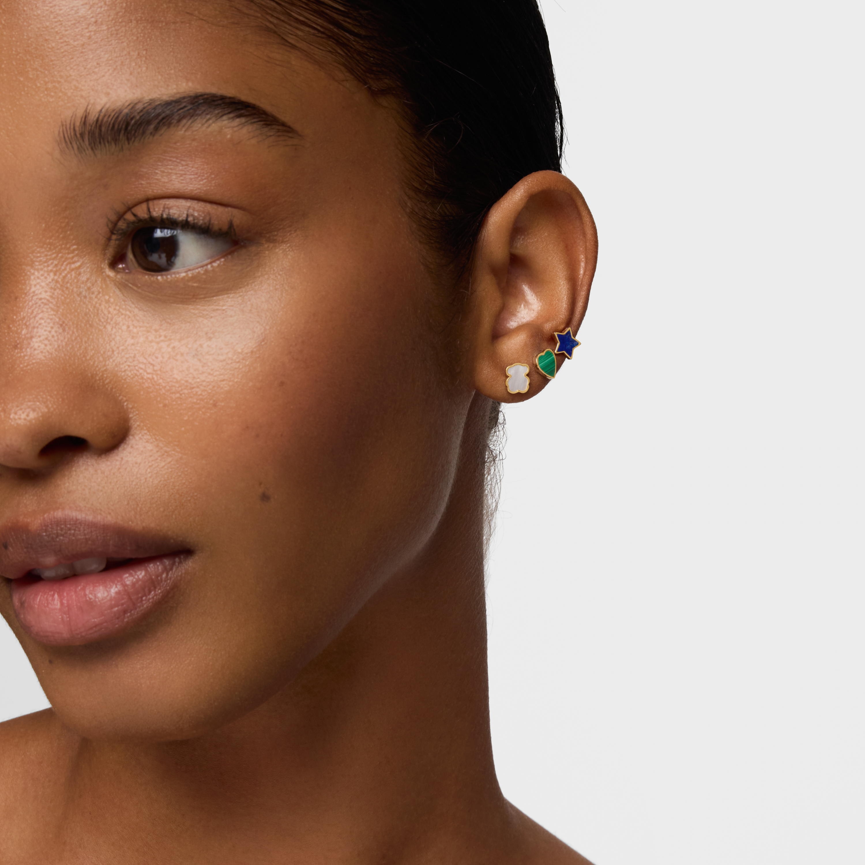 14kt gold Star earrings with lapis lazuli XXS