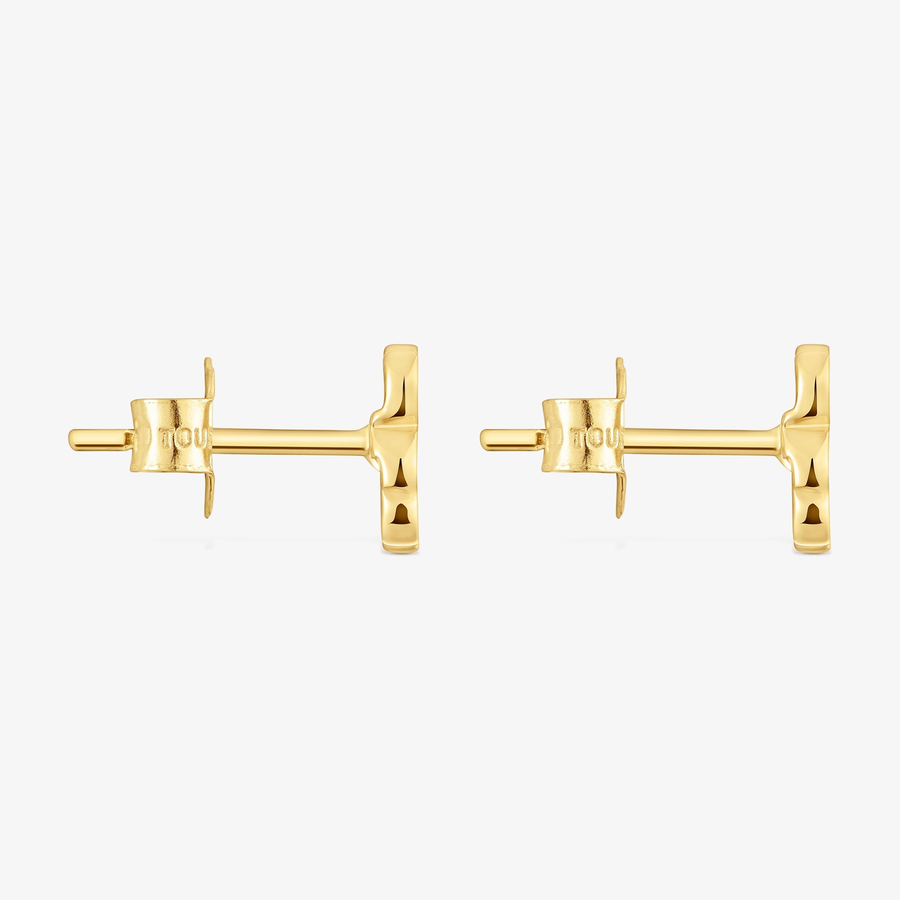 14K solid gold Bear earrings with mother-of-pearl XXS